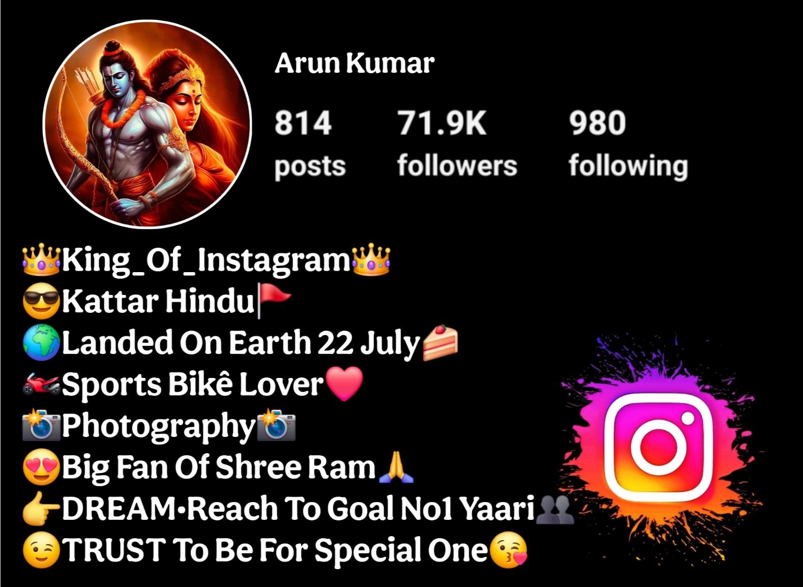 Jai Shree Ram Bio For Instagram